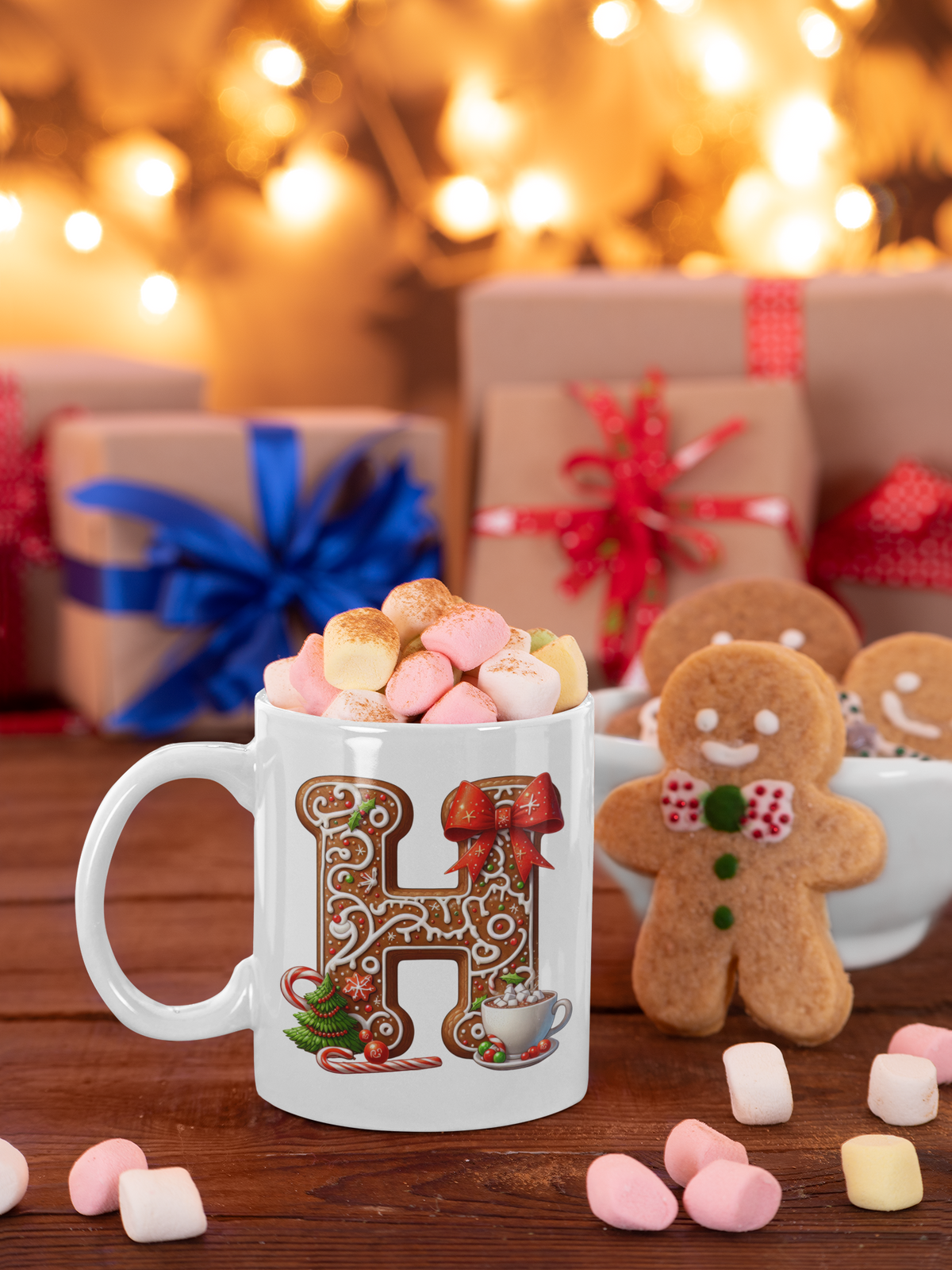 Gingerbread cookie initial mug Christmas closing gift NJ realtors