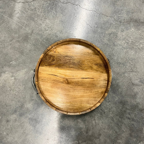 Personalized barrel round wood tray realtor closing gift NJ