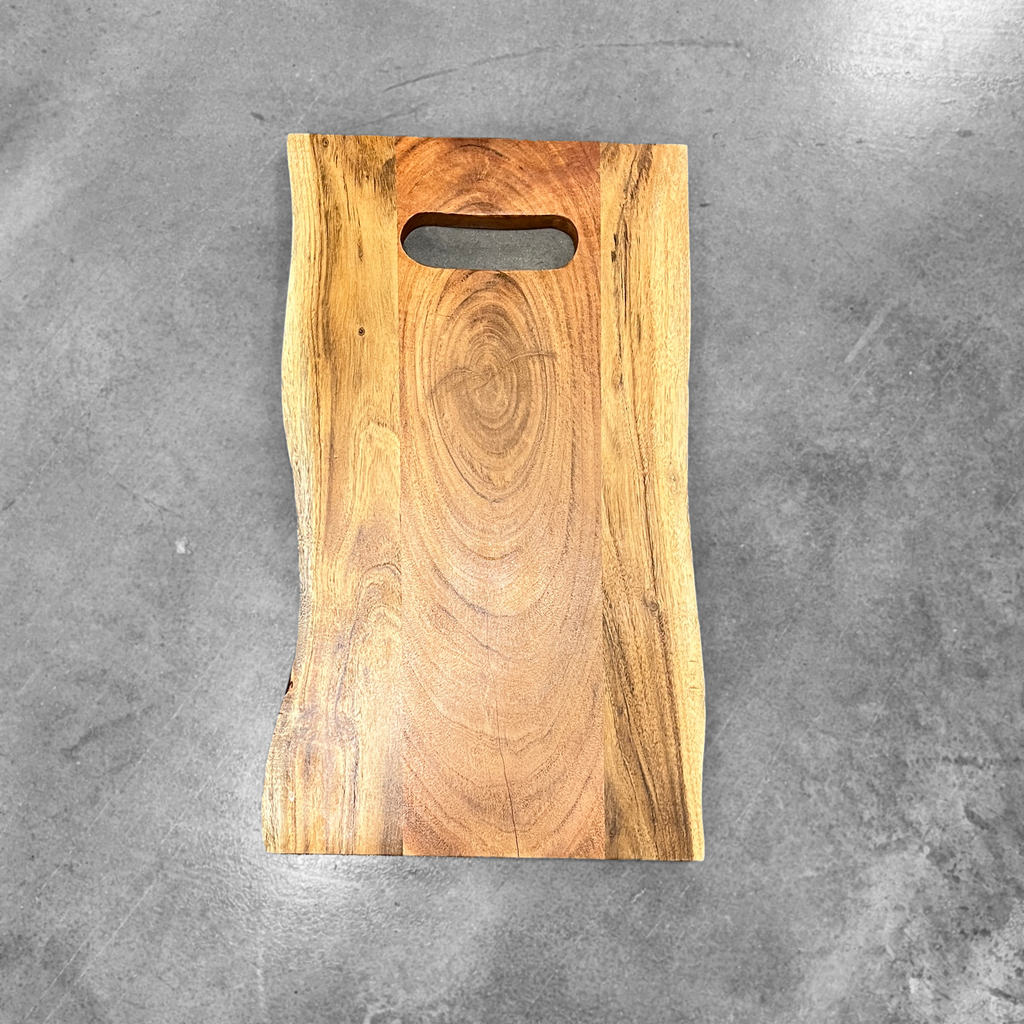 Live edge serving board center hole personalized realtor gift