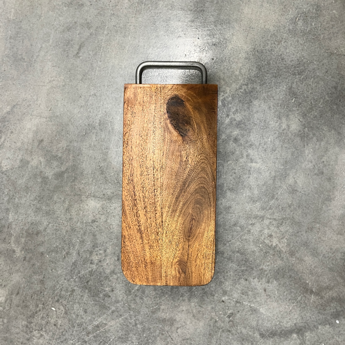 Personalized wood cheese board with metal handle for realtor closing gift