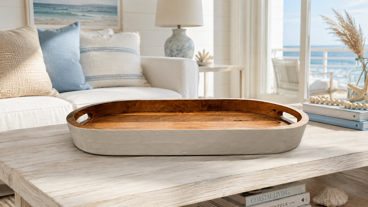 Coastal White Textured Surving Tray
