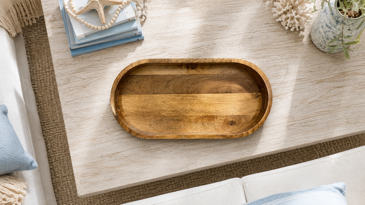 Coastal White Textured Surving Tray