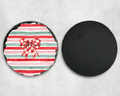 Pink check bow slate coaster personalized initial realtor gift