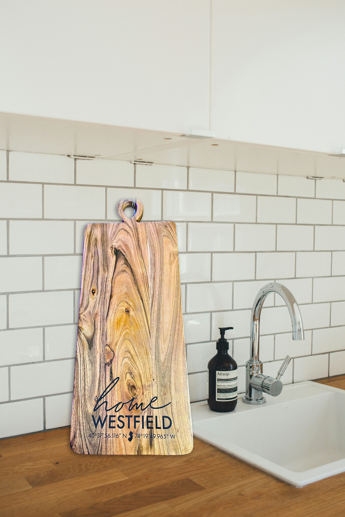Personalized keyhole cutting board engraved realtor closing gift NJ