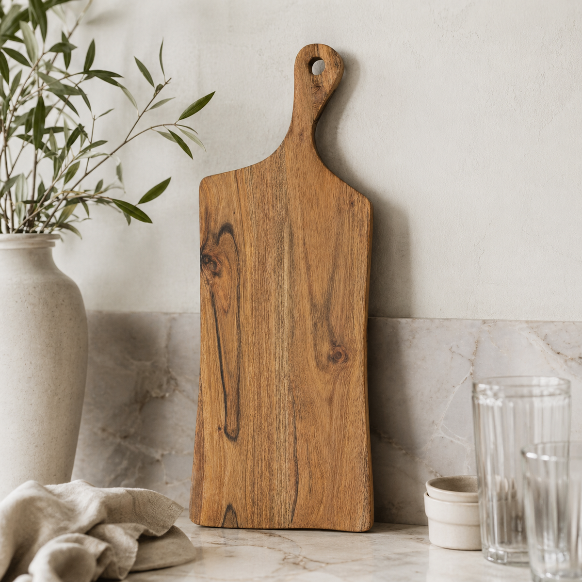 Custom engraved live edge board with handle for realtor closing