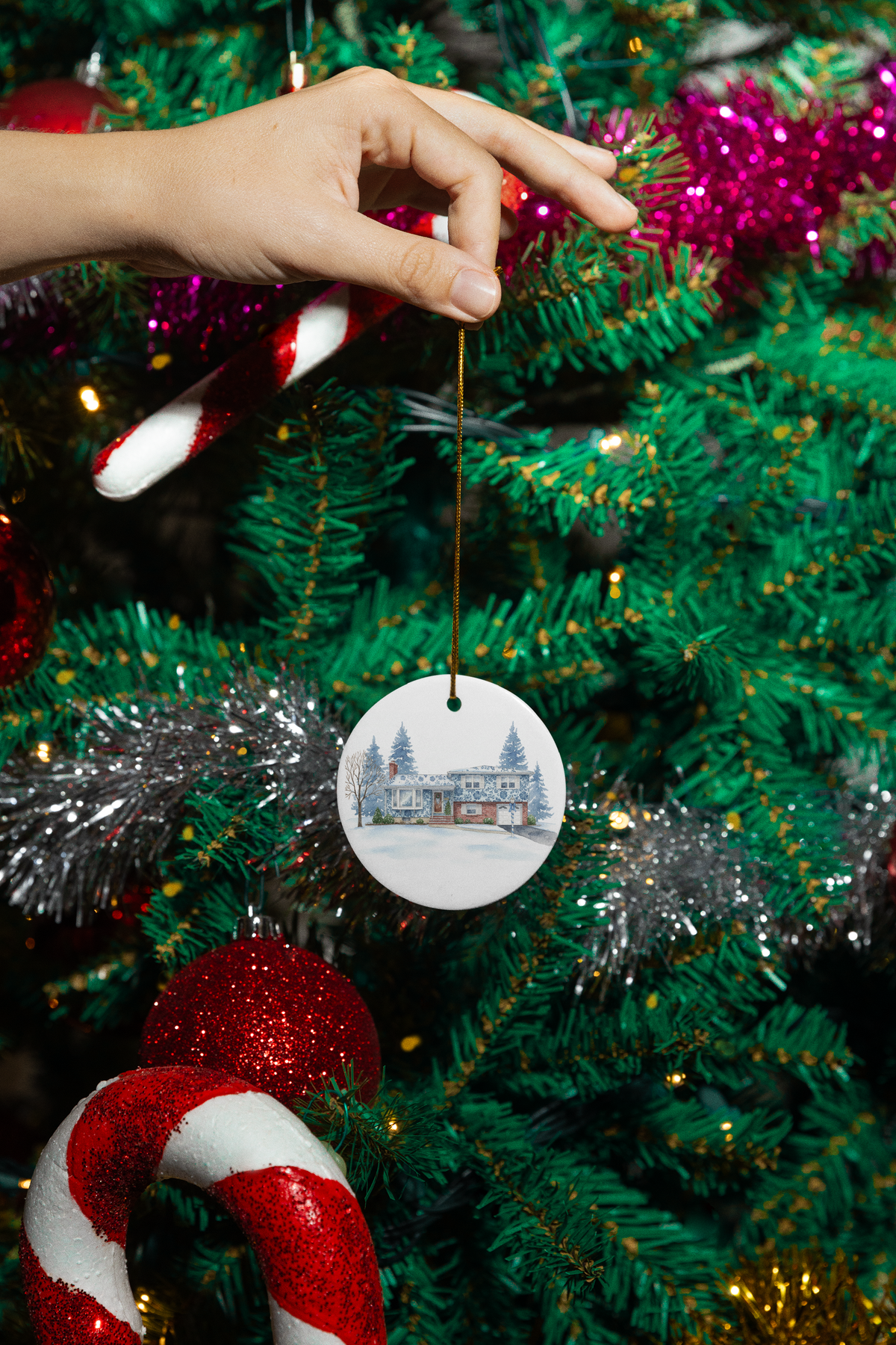 Toile de Jouy holiday ornament personalized new home gift NJ realtor