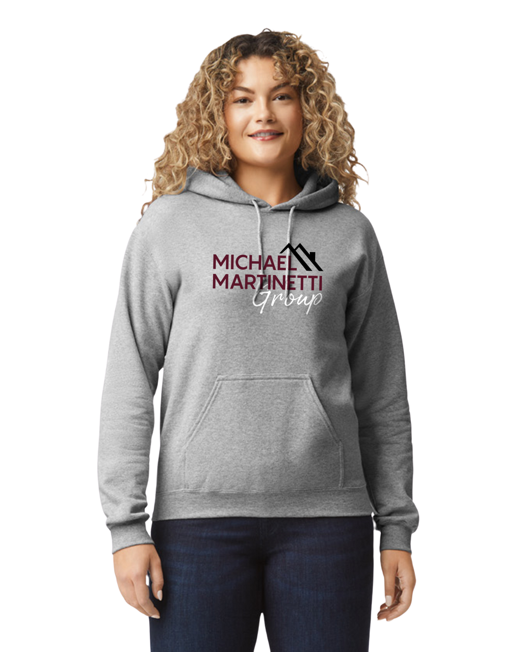 Light gray drawstring hoodie for NJ realtor team gear