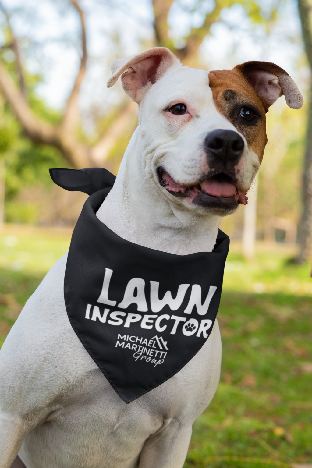 Lawn inspector dog bandana closing gift for pet owners NJ realtor