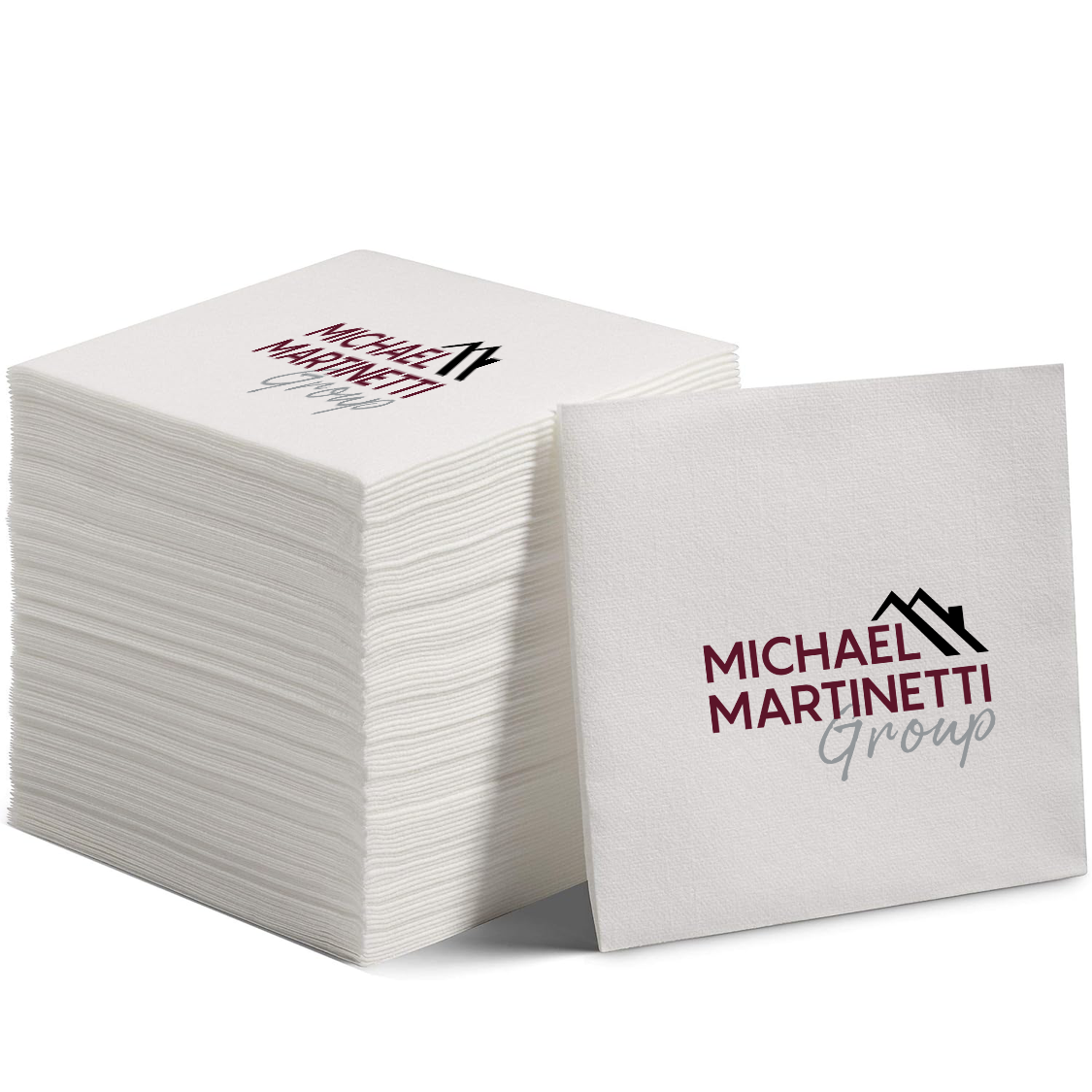 Custom branded paper napkins for realtor open house and client events