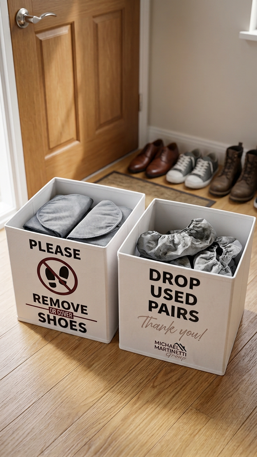 Open house bootie bin shoe cover dispensers for NJ real estate showings