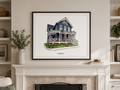 Watercolor house portrait custom closing gift for NJ real estate agents